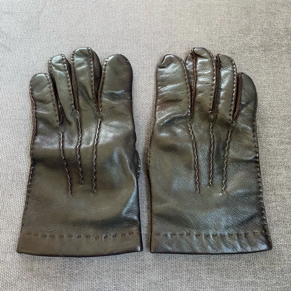 Unisex Dark Brown Leather Gloves